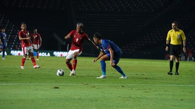 Pertandingan Timnas Indonesia vs Taiwan di babak play-off Kualifikasi Piala Asia 2023 di Chang Arena, Buriram, Thailand, Kamis (7/10/2021) malam WIB (dok. PSSI).