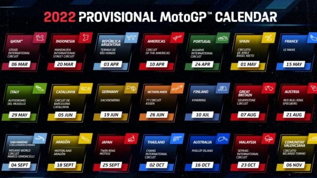 Jadwal sementara MotoGP 2022, ada Sirkuit Mandalika (MotoGP)