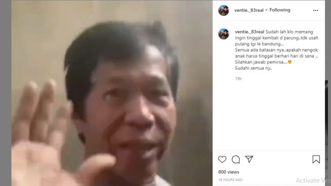 Keberadaan Kiwil yang disebut ada di rumah mantan istrinya, Rochimah selama berhari-hari [Instagram/@ventie._83real]