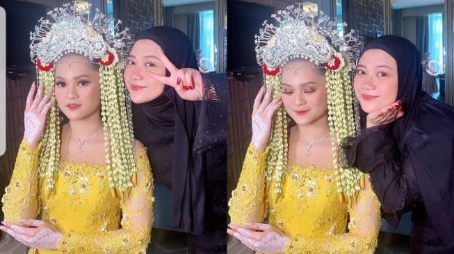 Nadya Indry pakai baju pengantin adat Banjar. (Instagram/@ikawatifitria)