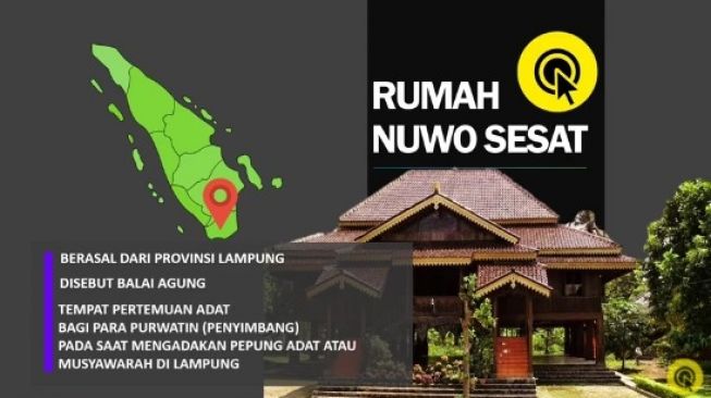 Rumah adat Lampung, rumah Nuwo. Kebudayan Indonesia yang begitu beragam tak heran turis lokal maupun luar penasaran. (YouTube SmartPoint TV)