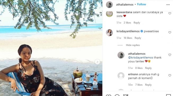 Athalia Lemos anak sambung Krisdayanti. [Instagram/athalialemos]