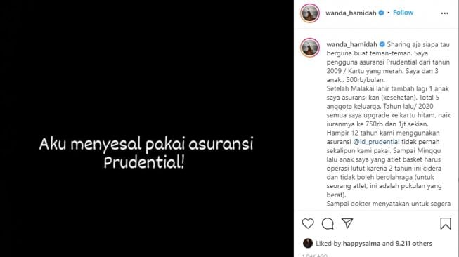 Pengakuan Wanda Hamidah menggunakan salah satu asuransi kesehatan [Instagram/@wanda_hamidah]