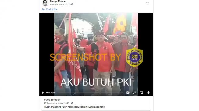 Cek fakta video 'Aku Butuh PKI' (turnbackhoax.id)