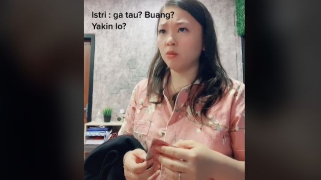 Aksi istri saat temukan harta karun di celana suami (tiktok)