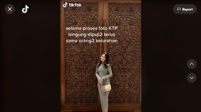 Viral foto KTP gadis ini bikin orang kelurahan terkesima. (TikTok/@faaarara)