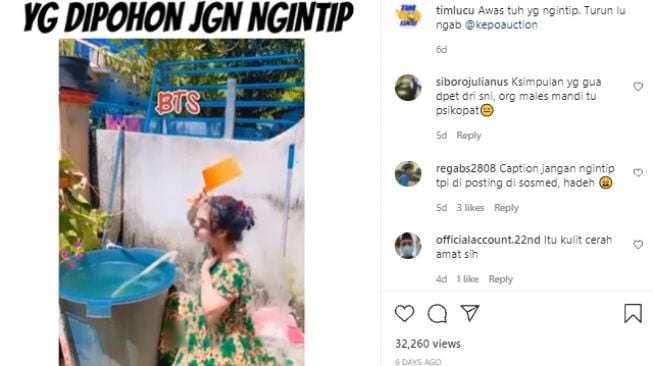 Viral, Gadis Cantik Asyik Coba Kamar Mandi Outdoor, Pikiran Netizen Langsung Traveling