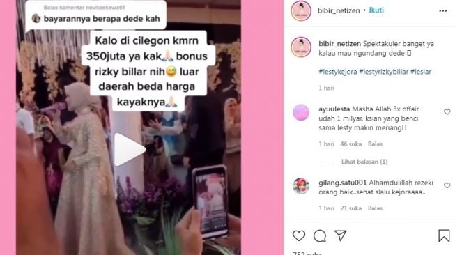 Unggahan soal Lesti Kejora [Instagram/@bibir_netizen]