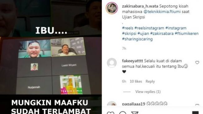 Mahasiswa Menangis Saat Sidang Skripsi, Ingat Ibunya yang Telah Tiada (Instagram)