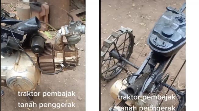 Traktor modifikasi dengan bahan mesin motor (TikTok)