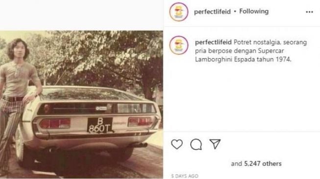 Foto Jadul Pemuda dengan Lamborghini Espada Tahun 1974 Curi Perhatian Netize