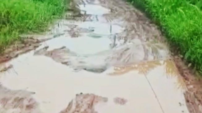 Salah Satu Jalan Rusak Berlumpur di Samarinda, Warga Minta Andi Harun Perbaiki