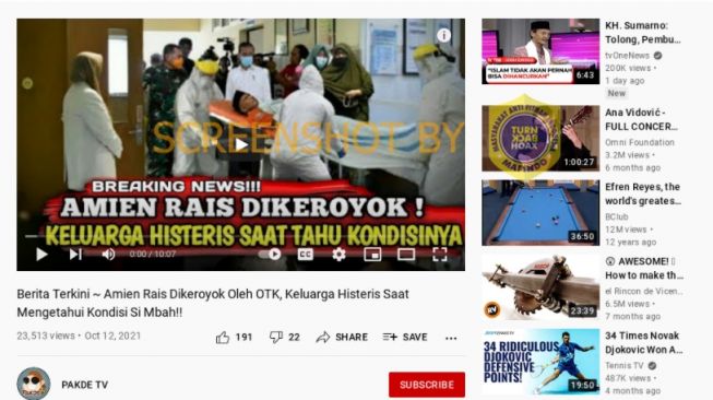 Cek Fakta Amien Rais dianiaya OTK hingga keluarga histeris saat melihat kondisinya (turnbackhoax.id)