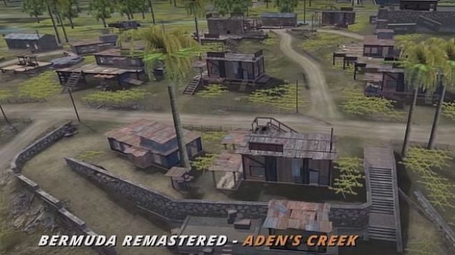 Lokasi landing terbaik Free Fire, Aden's Creek. [Sportskeeda]