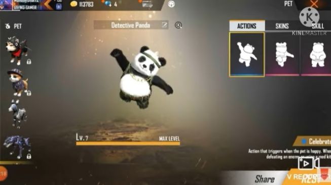 Pet terbaik Free Fire Max, Detective Panda. [YouTube/Giving Gamer]