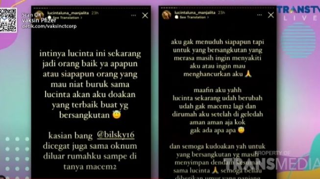 Unggahan soal Lucinta Luna [YouTube/TRANS TV Official]