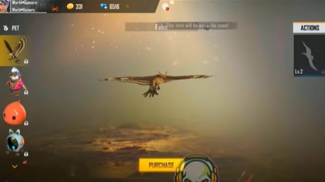 Pet terbaik Free Fire Max, Falco. [YouTube/World Gamers]