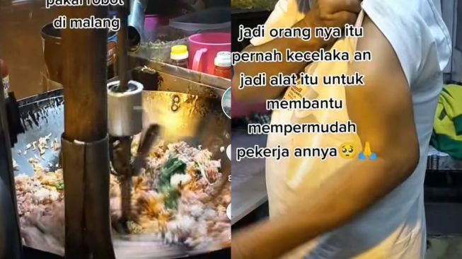 Goreng nasi dibantu mesin (tiktok.com/@revan.z22)