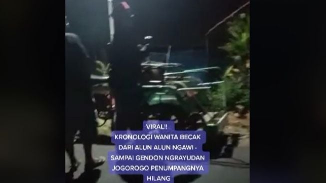 Viral tukang becak mengalami kejadian misterius di Ngawi. [foto: tangkapan layar TikTok]