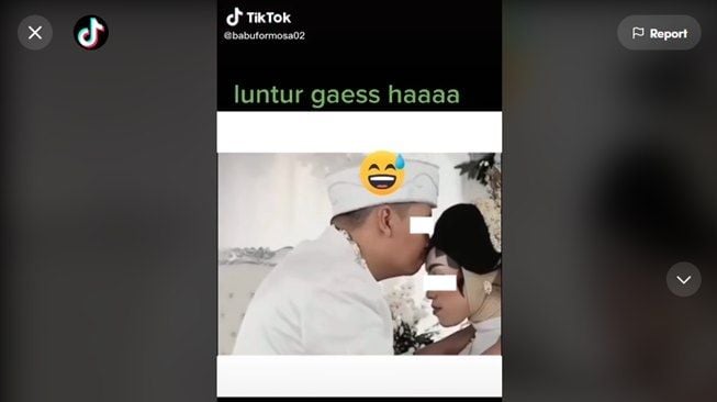 Viral pria kecup istri usai akad malah alami hal memalukan. (TikTok/@plats082)