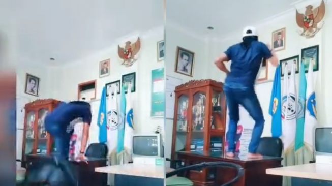 Kasun Joget TikTok di Atas Meja Kades, Warganet Auto Nyinyir