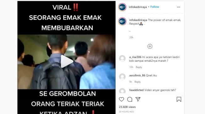 Viral Emak-emak Bubarkan Kerumunan Orang yang Teriak-teriak saat Kumandang Azan