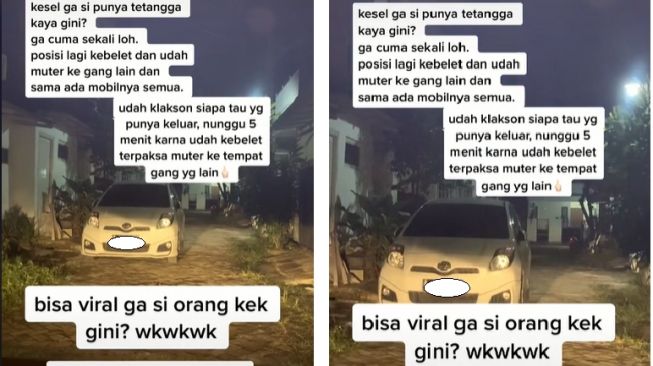 Mobil tetangga parkir sembarangan bikin pemobil geram (TikTok)