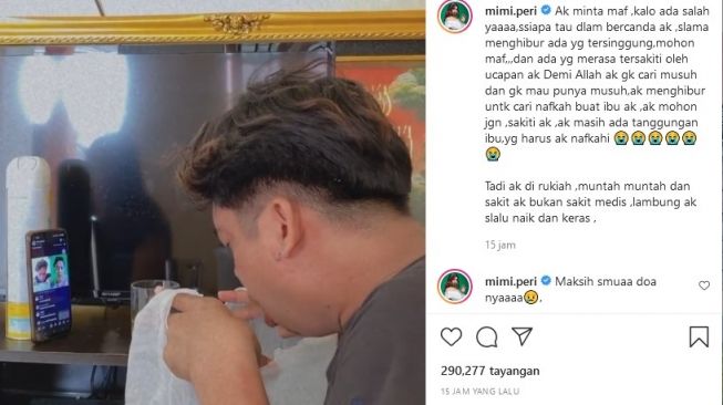 Mimi Peri muntah-muntah setelah diruqiyah. [Instagram]