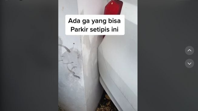 Pria Pamer Skill Parkir Mobil Mepet ke Tembok (TikTok)