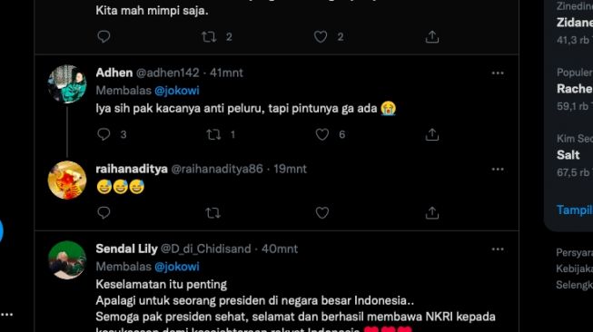 Unggahan komentari cuitan Presiden Joko Widodo [Tweetter]