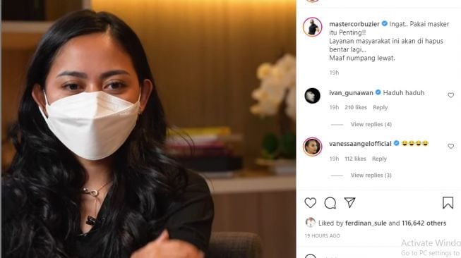 Unggahan Deddy Corbuzier mengenai Rachel Vennya [Instagram/@mastercorbuzier]