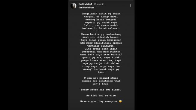 Bantahan Thalita Latief soal rumor isu pelakor [Instagram/@thalitalatief]