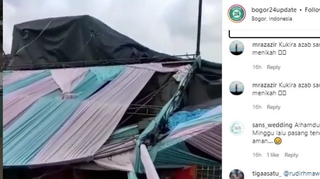 Viral, Tenda Maulid di Bogor Roboh Diterjang Angin Kencang, Netizen: Kukira Azab