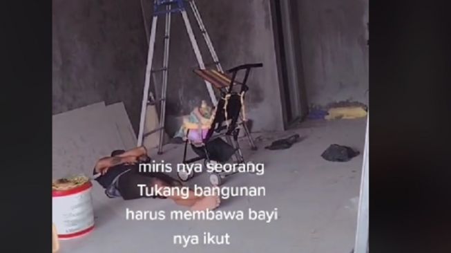 Viral, Tukang Bangunan Bawa Bayi ke Tempat Kerja, Netizen Tawarkan Untuk Merawat