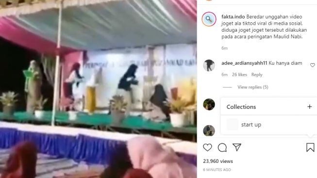 Video tiga remaja putri asyik goyang pargoy di acara peringatan Maulid Nabi. (Instagram/fakta.indo)
