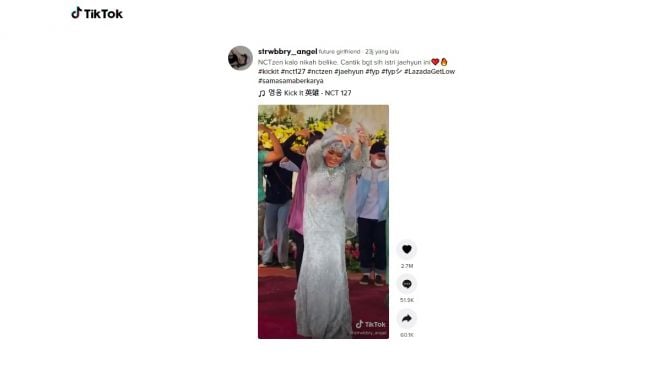 Viral pengantin perempuan dance cover K-pop. [TikTok] 