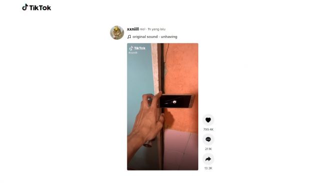 Warganet ini jadikan ponsel buat selot pintu. [TikTok]