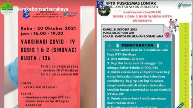 Info Vaksin Surabaya 21 Oktober 2021 Ada di 12 Tempat dari Pagi Hingga Malam