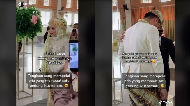 Viral Pengantin Pria Menangis setelah Akad Nikah (tiktok.com/@dirza_dirgantara)