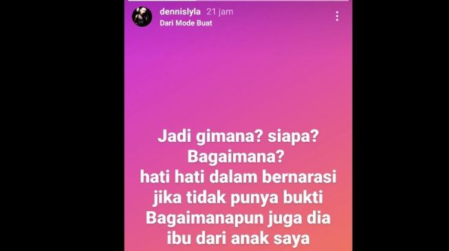 Postingan Dennis Lyla mengenai Thalita Latief [Instagram/@dennislyla]