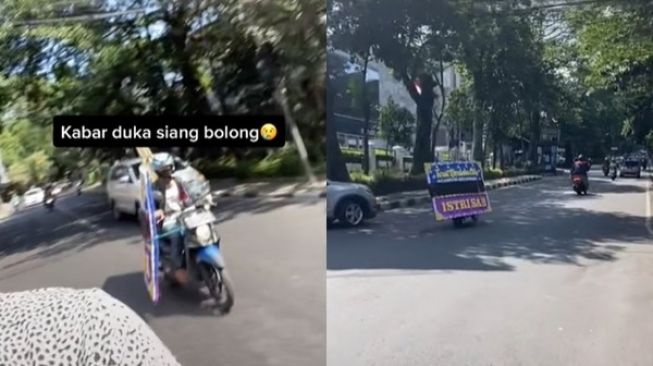 Viral Pemotor Ngebut Bawa Papan Duka Cita Siang Bolong, Tulisannya Bikin Ngakak