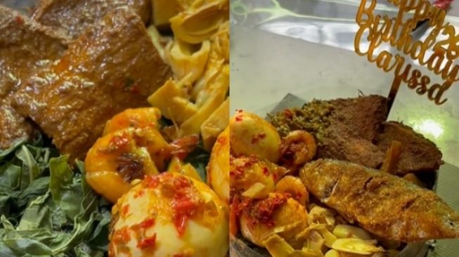 Viral Kue Ultah Dari Nasi Padang, Warganet Kagum dan Memuji Hasilnya