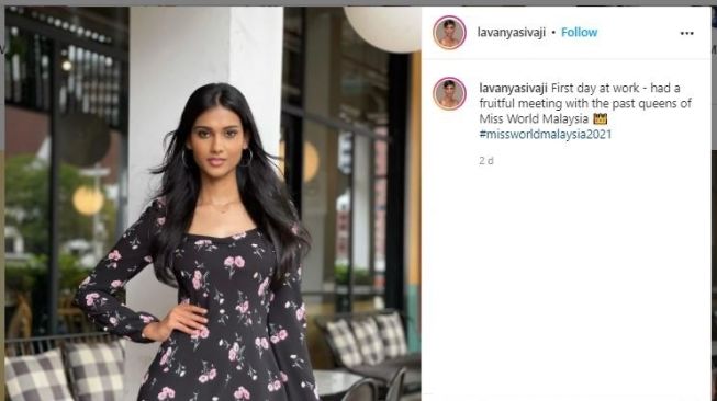 Miss World Malaysia 2021 Lavanya Sivaji (instagram.com/lavanyasivaji)