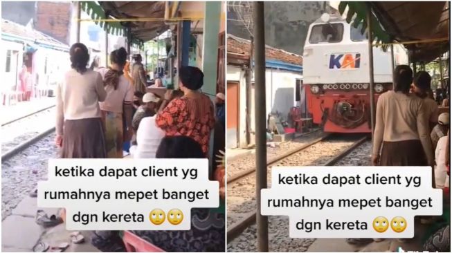 Viral Tenda Hajatan Mepet Rel Kereta Api, Warganet Was-was (TikTok)