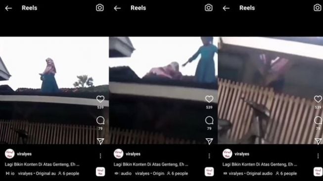 Viral bocah perempuan joget di atas genteng. (Instagram/@viralyes)