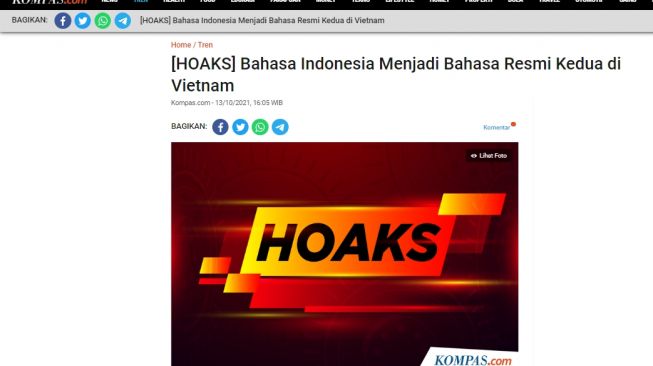 Cek Fakta: Benarkah Bahasa Indonesia Jadi Bahasa Resmi Kedua Vietnam? (Turnbackhoax.id)