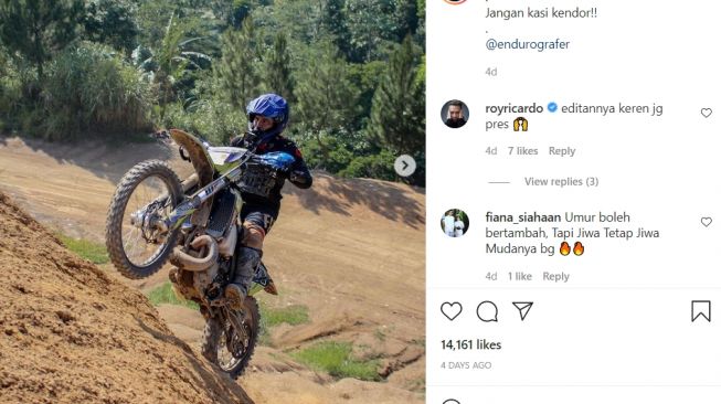 Judika terlihat sangat fokus saat melintas di tanjakan curam (Instagram)