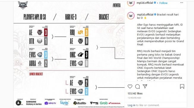 Babak Playoffs turnamen Mobile Legends: Bang-Bang Professional League Indonesia atau MPL ID Season 8 [Instagram: mpl.id.official].