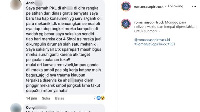 Pengakuan siswa magang saat melihat praktik curang bengkel motor resmi. (Instagram)