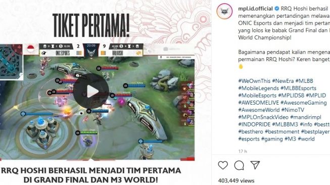 MPL ID S8, RRQ sukses mewakili Indonesia di ajang M3 World Championship [Instagram: mpl.id.official].